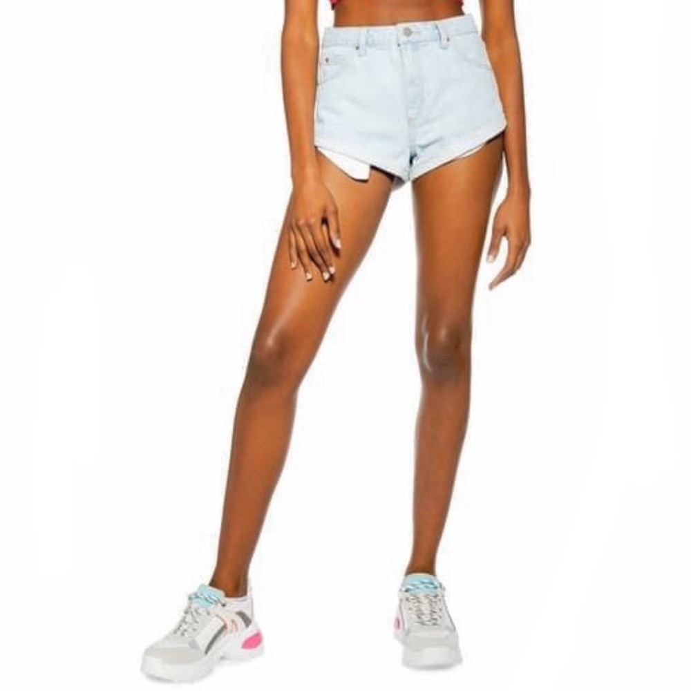 TopShop Rolled Hem Denim Shorts Light Wash Size 8